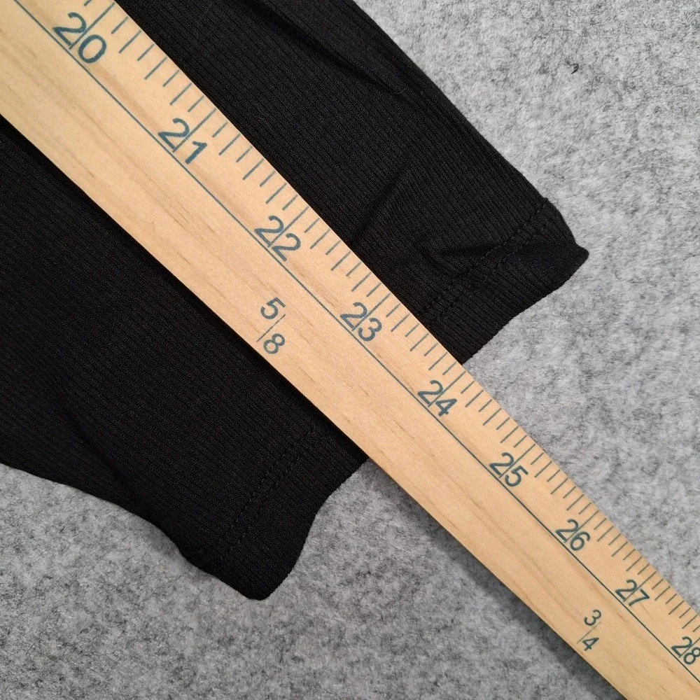 Terra & Sky Ribbed Notch Neck Tee Womens 3X Black Long Sleeve Plus Size Top